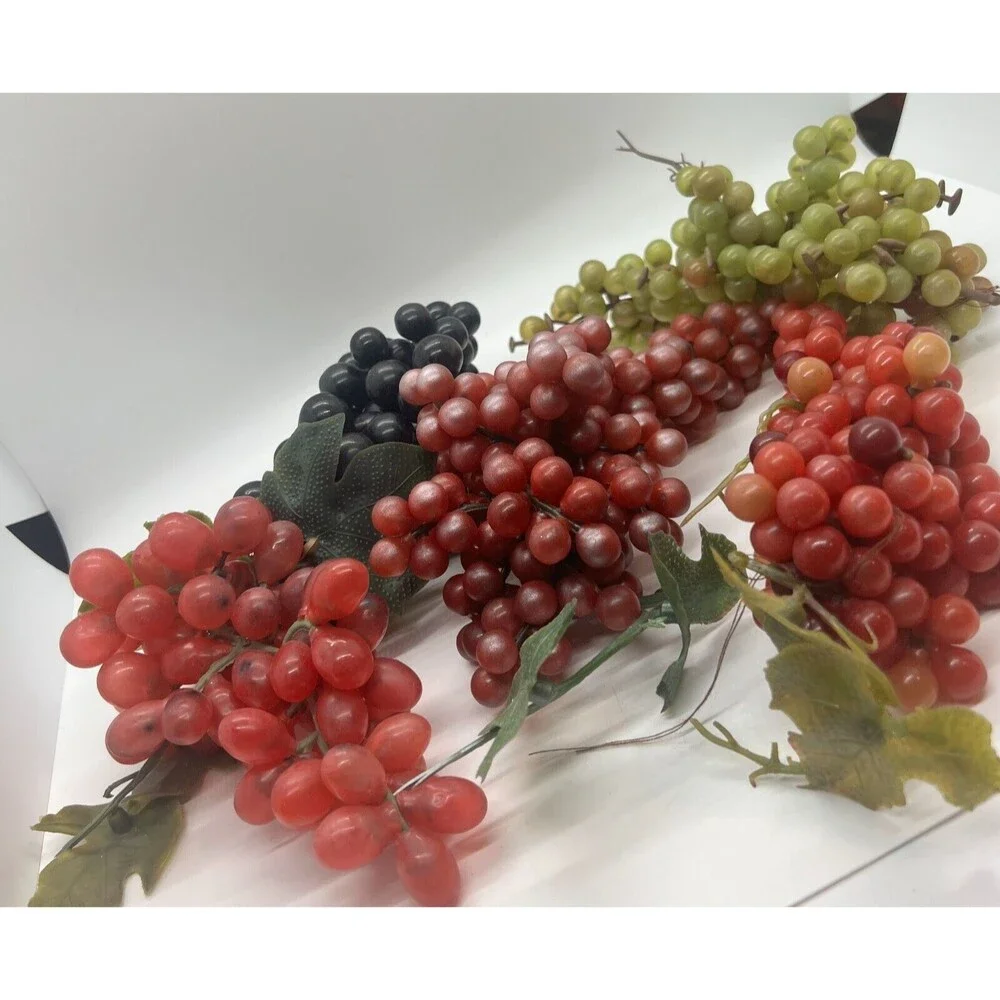 Vintage Plastic Rubber Artificial Faux Fruit Grape Clusters 3993